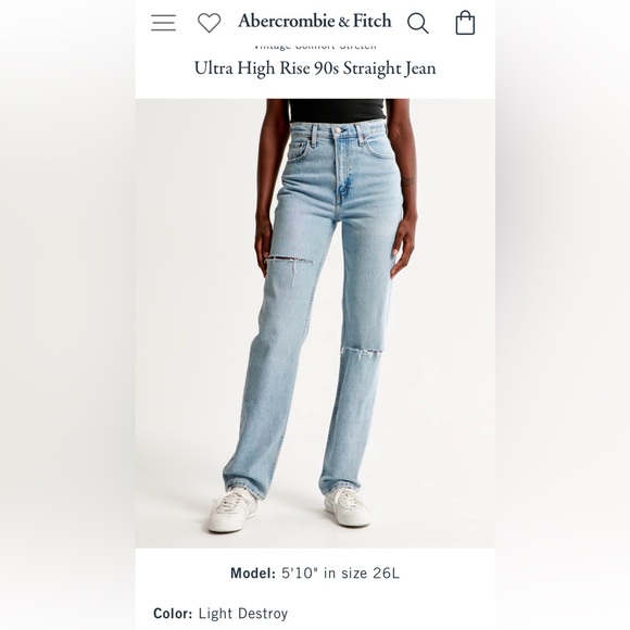 Abercrombie 90s Straight Jeans 33/16r - Picture 7 of 13